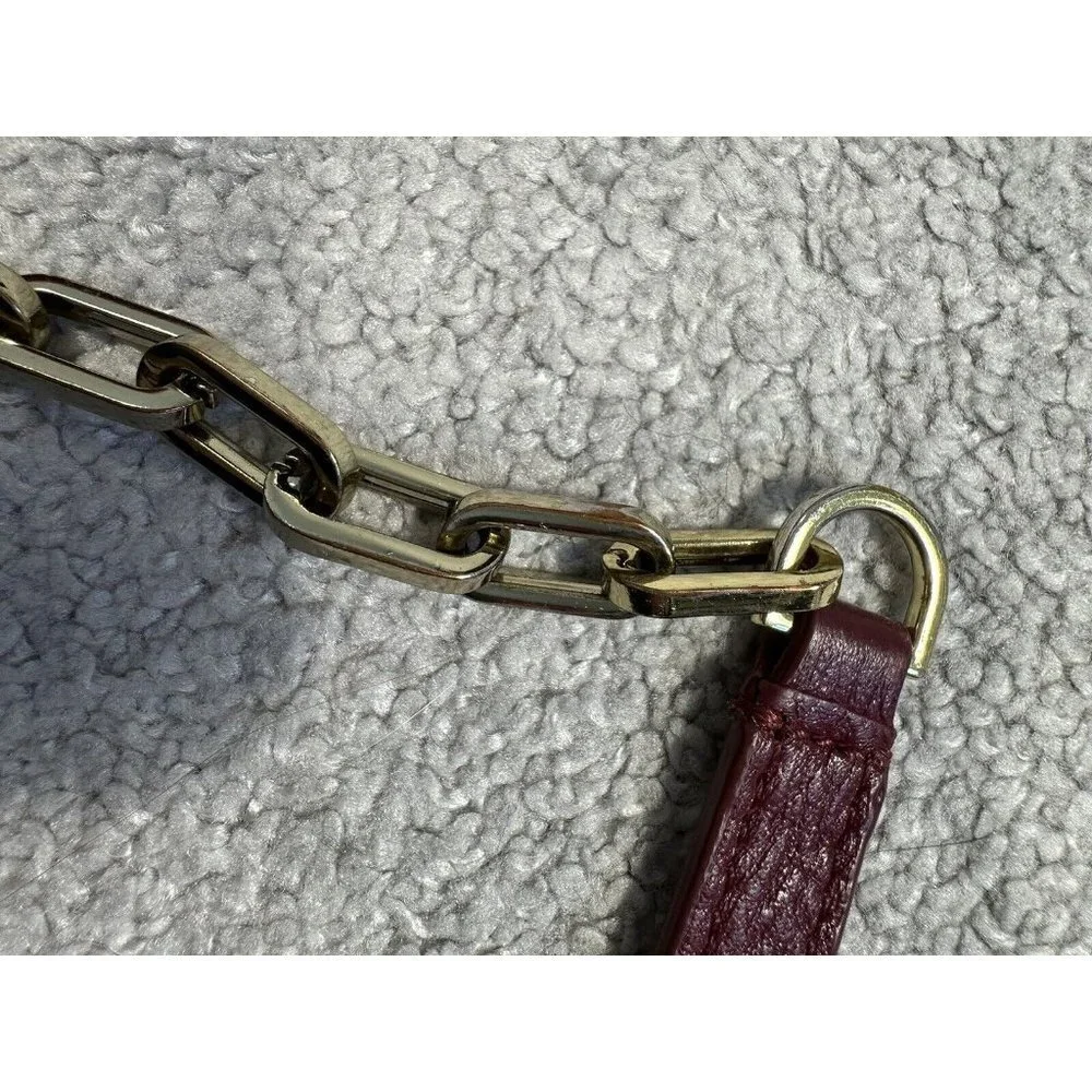 Tory Burch Burgundy Pebbled Leather Chain Shoulder Bag